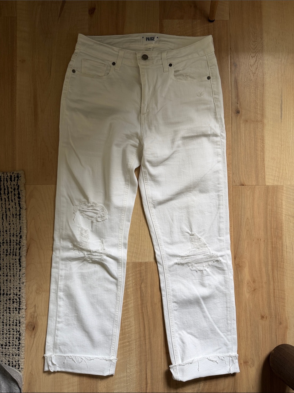 PAIGE Noella jeans distressed cropped white size 27